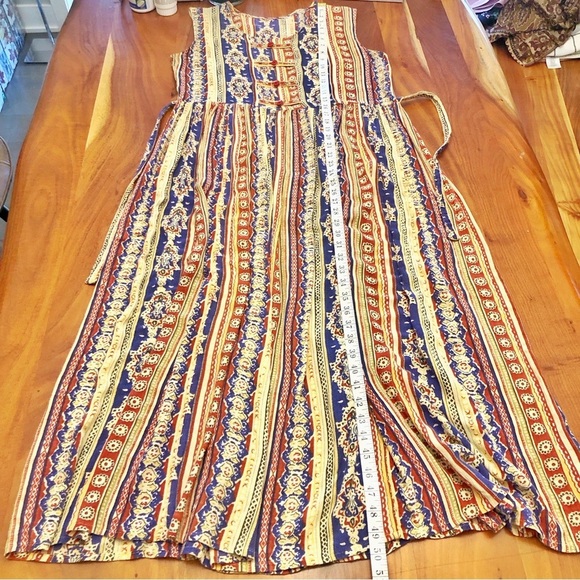 Vintage Rear Boho Pattern Hippie Floral Cottagecore Colorful Festival Maxi Dress - Picture 8 of 13